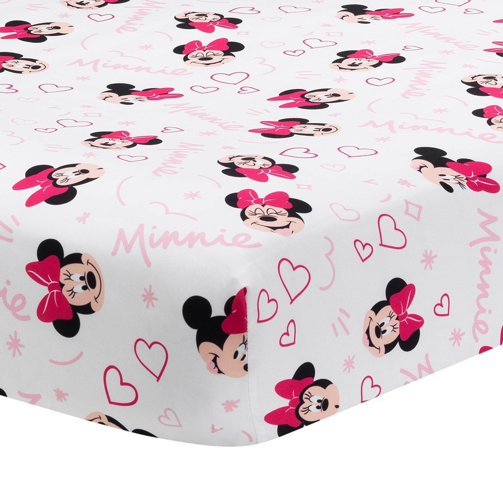 Photos - Bed Linen Lambs & Ivy Minnie Mouse Love Fitted Crib Sheet