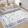 Washable Vintage Rug Non Slip Low Pile Rug Soft Throw Floor Cover Floral Foldable Indoor Carpet for Living Room Bedroom Playroom Nursery - 3 of 4