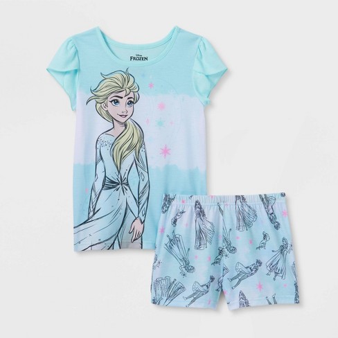 New Disney Frozen Elsa Anna Girls 2 PC Pajama Top Coat Pants Set SZ 4/5 