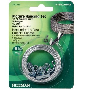 Hillman AnchorWire Steel-Plated Conventional Picture Hanging Set 5 lb 5 pk (Case of 10) - 1 of 1