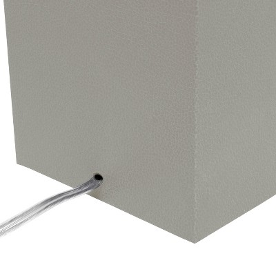 Gray Leather Table Lamp with White Fabric Shade