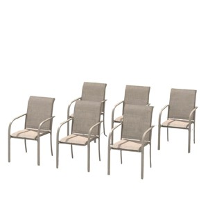Set of 6 Outdoor Stacking Patio Dining Armchairs, All-Weather Garden Chairs for Restaurant, Cafe and Home Use - 1 of 4
