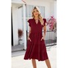 Clearlove Women's Summer V-Neck Vintage Bell Sleeve Midi Dress High Waist A-Line Maxi. - 3 of 4