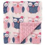 Hudson Baby Infant Girl Plush Mink Blanket, Owls, One Size