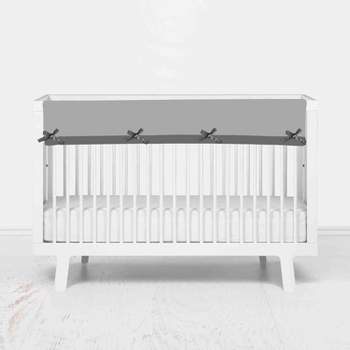 Bacati - Little Dino Boys Grey Solid Long Crib Rail Guard Cover 