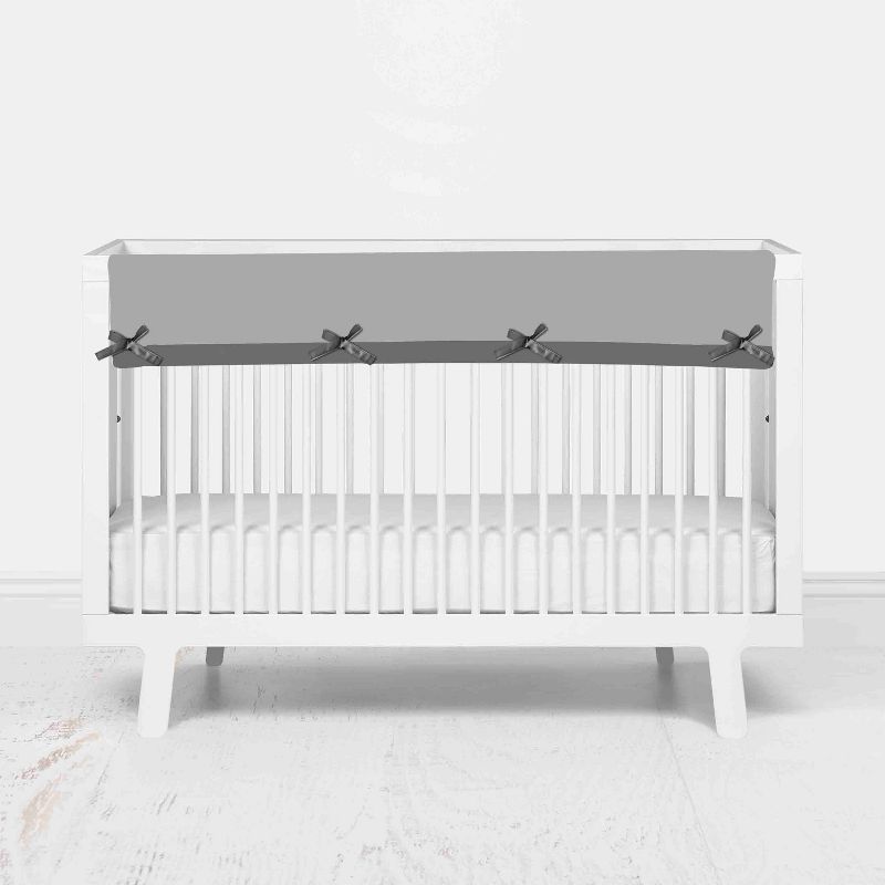 Bacati - Little Dino Boys Grey Solid Long Crib Rail Guard Cover , 1 of 7