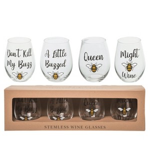 VIP Glass 4.9 in. Clear Bee Wine Glasses Set of 4 - 1 of 2