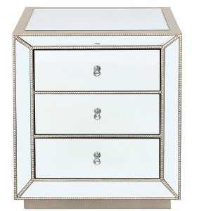 VYNXARIA Sparkling 3 - Drawer Cabinet in Flash Silver Mirror: A Must - Have for Bedroom and Living Spaces - 1 of 4