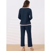 cheibear Women's Long Sleeve Shirt and Long Pants with Pocket Loungewear 2 Pieces Sleep Sets - 3 of 4