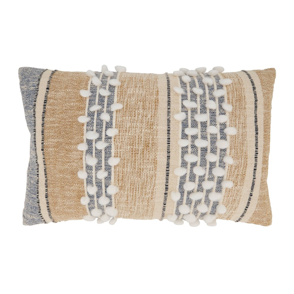 Photos - Pillow 14"x23" Oversize Textured Woven Striped Lumbar Throw  Cover - Saro L