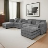 Modern Modular U-Shaped 6-Seat Sectional Sofa with Movable Ottoman, Storage Console and Cup Holders for Living Room or Apartment-Tanpinhause - 2 of 4