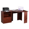 HOMCOM Computer Desk with Printer Cabinet, L-Shaped Corner Desk with Storage, Study PC Workstation for Home Office, Cherry - 4 of 4