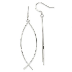 Black Bow Jewelry Large Ichthus (Fish) Dangle Earrings in Sterling Silver - 1 of 4