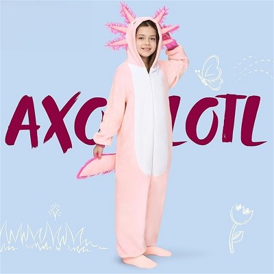 Joyfy Kids Halloween One Piece Pajama, Pink Zip-Up Hooded Jumpsuit Costume for Boys Girls Halloween Cosplay Dress Up Party