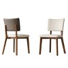 Set of 2 Modern PU Leather Dining Chairs with Curved Backrest, Upholstered Seats and Wood Legs for Kitchen or Dining Room – The Pop Home - 2 of 4