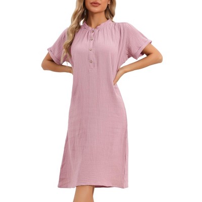 cheibear Women's Cotton Soft Short Sleeve V Neck Long Nightgown Loungewear