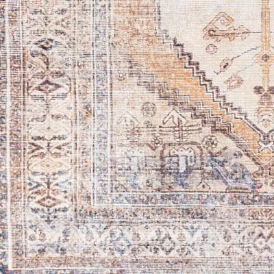 Arncliffe Tan and Light Gray Washable Polyester Runner Rug