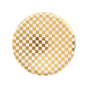Jollity & Co. - Check It! Gold Clash Dessert Plates - Pack of 8 Paper Plates - 1 of 3