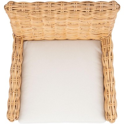 Nancy Natural Rattan Accent Chair with White Cushion