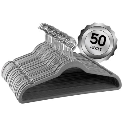 Elama Home 50-Piece Plastic Non Slip Hanger Set in Black and Gray