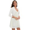 Women's short-sleeved fitted cardigan - three-quarter sleeves, buttoned front, cardigan, suitable for casual layering use - 3 of 4