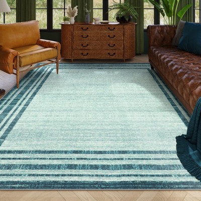 Lahome Loop Border Gradient Style Short Pile Velvet Rectangular Indoor Area Rug