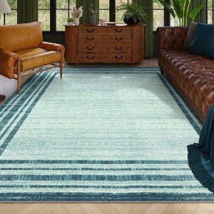 Lahome Loop Border Gradient Style Short Pile Velvet Rectangular Indoor Area Rug - 1 of 4