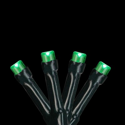 Battery Operated Green LED Christmas Tree Lights with Green Wire