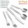 Aoibox 40-Piece Hammered Stainless Steel Flatware Set for 8, Includes Dinner Knives, Forks, Spoons, Modern Mirror Polished Design - Dishwasher Safe - 2 of 4