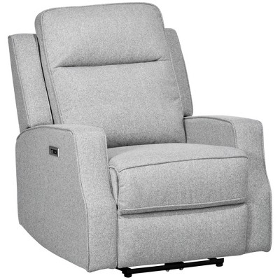 HOMCOM Electric Power Recliner Armchair with USB Charging Station, Sofa Recliner with Linen Upholstered Seat and Footrest