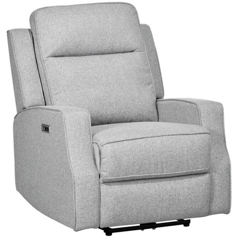 Claude Dual Power Headrest & Lumbar Support Recliner Chair in Light Grey  Genuine Leather by Armen