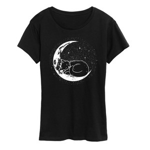 Women's - Instant Message - Cat Nap Moon Short Sleeve Graphic T-Shirt - 1 of 4