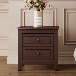 FONTOI Nightstand with 2 Drawers, Mid Century Retro Bedside Table with Classic Design for Bedroom, Walnut, 15.6"*19.7"*19.3" - 1 of 4