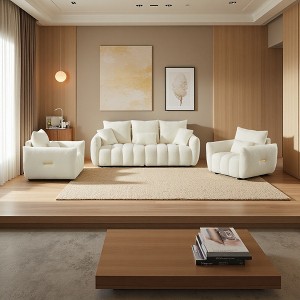 Teddy Fabric 3+1+1 Sofa Set with Cushions & Pillows - 1 of 4