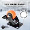 VEVOR Caster Wheels, 2-inch Swivel Plate Casters, Set of 4, with Security Dual Locking No Noise PVC Wheels, Heavy Duty 150 lbs Load Capacity,Orange - 3 of 4