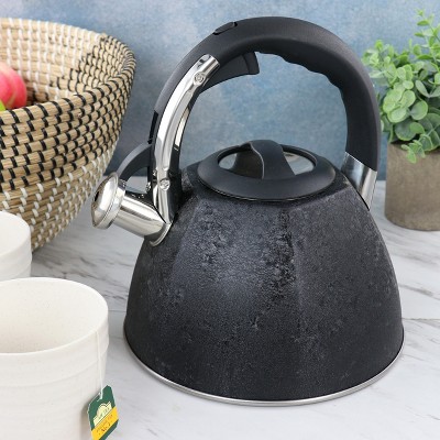 96 oz Black Stainless Steel Whistling Tea Kettle