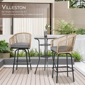 HOMEFUN Bar Stools Set of 2, 2-Piece Patio Bar Stools with Armrests, All Weather Rattan Bar Chairs with Backrest - 1 of 4