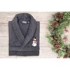 Linum Home Textiles 100% Turkish Cotton Terry Bath Robe Embroidered with Snowman Design - 4 of 4
