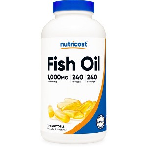 Nutricost Fish Oil Omega 3 Softgels with EPA & DHA (1000mg of Fish Oil, 560mg of Omega-3), 240 Softgels, GMO-Free, Gluten Free. - 1 of 4