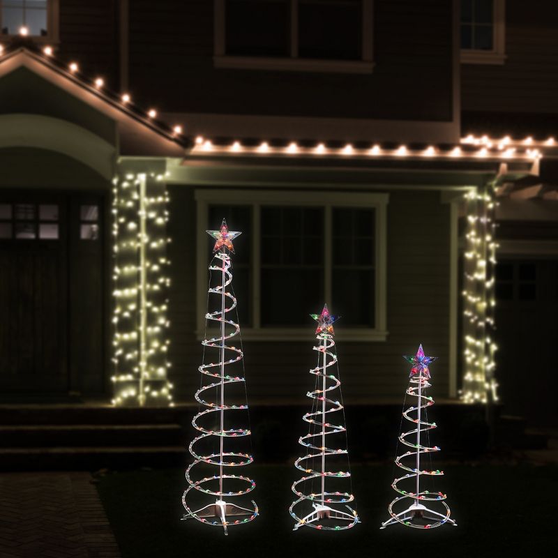 Northlight Set of 3 Lighted Multi-Color Spiral Christmas Trees - 3', 4', and 6', 4 of 10