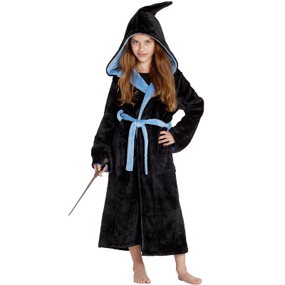 Girl's Deluxe Black Hooded Robe Costume