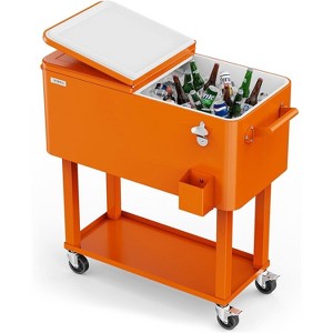 VINGLI 80 Quart Rolling Ice Chest, Patio Party Bar Drink Cooler Cart, Beverage Pool with Bottle Opener - 1 of 4