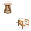 3 Piece Wood Patio Conversation Set with Cushions, 2 Outdoor Club Arm Chair and Patio Side Table Set, Acacia Wood Patio Seating Set-Coolbibila - 4 of 4