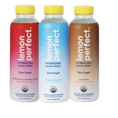 Lemon Perfect Flavored Lemon Water, Zero Sugar, 3 Flavor Variety Pack, 15.2 Fl Oz Bottles (3-Pack)