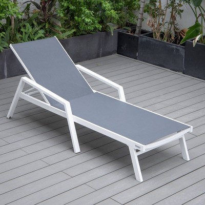Gray Aluminum Patio Chaise Lounge Chair with Adjustable Backrest