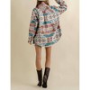 Women's Frayed Aztec Western Shacket - Blue B - 3 of 3