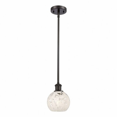 White Mouchette - 1 Light Stem Hung Mini Pendant In Modern Style-8 Inches Tall and 6 Inches Wide
