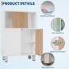 Small Wooden Storage Cabinet with Sliding Door Adjustable Shelves Compact Multi-Functional Organizer for Kitchen Bedroom Living Room Office, White - 4 of 4