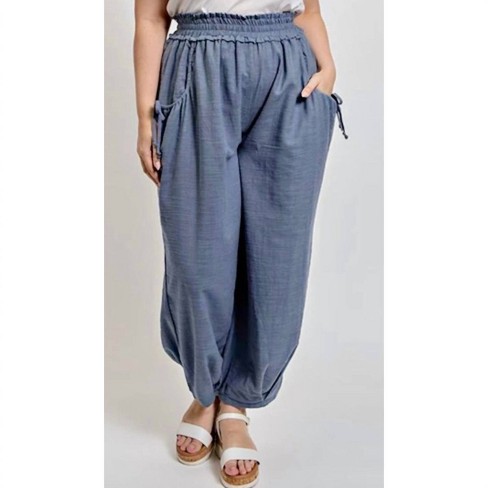 Women's Ramona Cotton Pants With Side Pockets - GiGiO - image 1 of 3