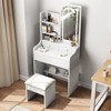 Vanity Desk with Lighted Mirror, Makeup Vanity Table Set With Hair Dryer Holder & Drawer, Dressing Table with Stool for Women Girls - 2 of 4